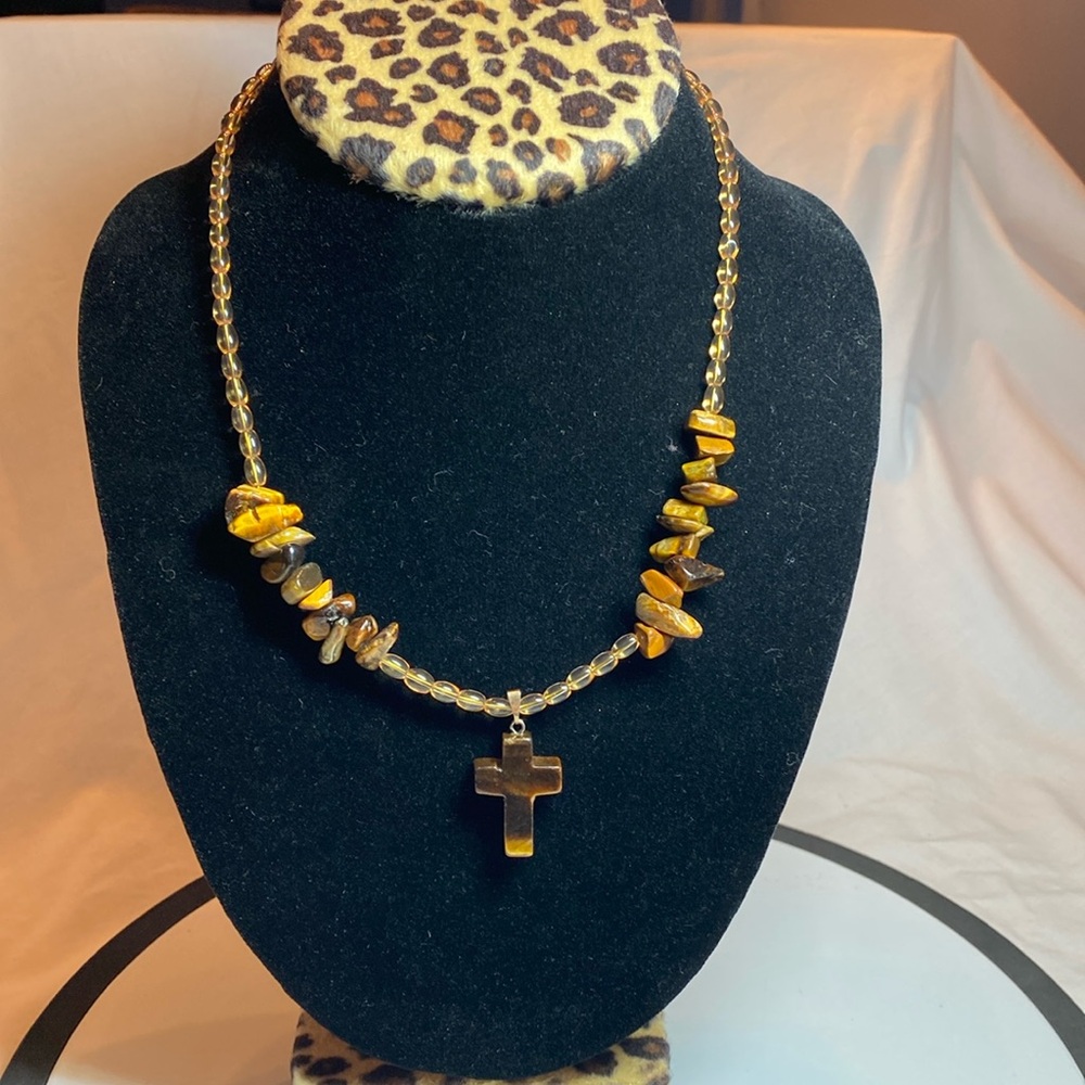 Hand Crafted 18”. Cross Necklace. Toggle clasp
